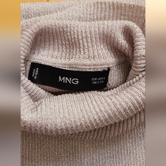 MANGO periwinkle, light purple turtleneck with metallic thread S - Picture 6 of 7